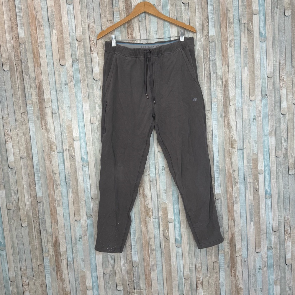 Mack Weldon L Gray Ace Sweatpants Tapered Jogger Pants Soft Knit Lounge *Flaw
